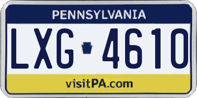 PA license plate LXG4610