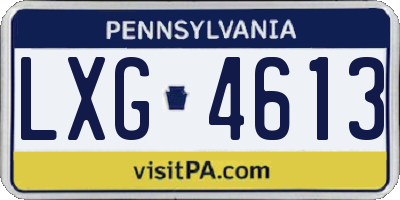 PA license plate LXG4613