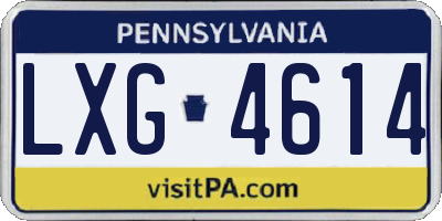 PA license plate LXG4614
