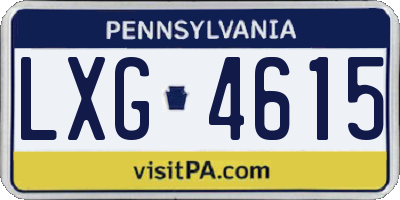 PA license plate LXG4615