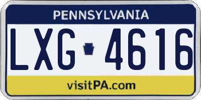 PA license plate LXG4616