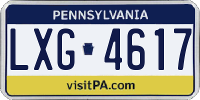 PA license plate LXG4617