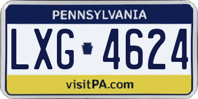 PA license plate LXG4624
