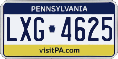PA license plate LXG4625