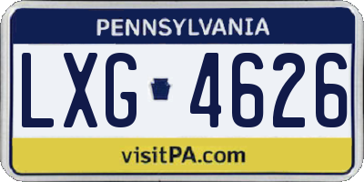 PA license plate LXG4626