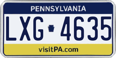 PA license plate LXG4635