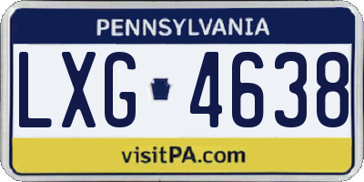 PA license plate LXG4638