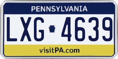 PA license plate LXG4639
