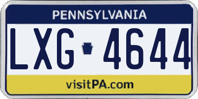 PA license plate LXG4644