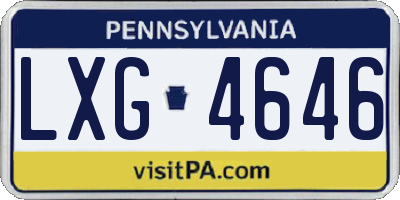 PA license plate LXG4646