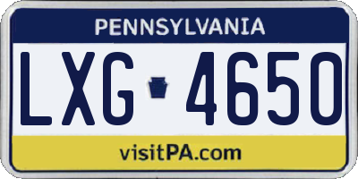 PA license plate LXG4650