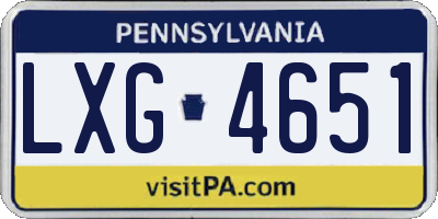 PA license plate LXG4651