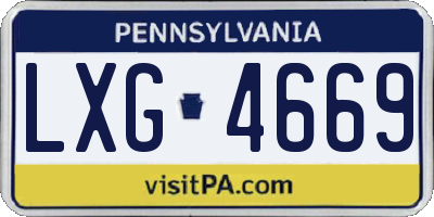 PA license plate LXG4669