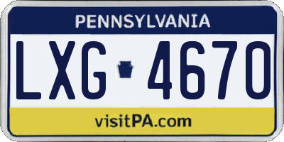 PA license plate LXG4670