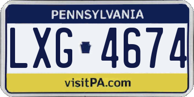 PA license plate LXG4674