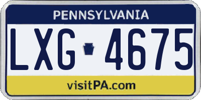 PA license plate LXG4675