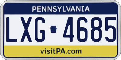 PA license plate LXG4685