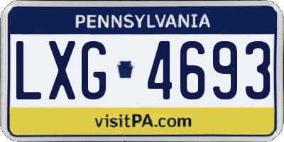 PA license plate LXG4693