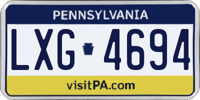 PA license plate LXG4694