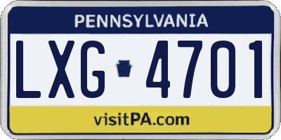 PA license plate LXG4701