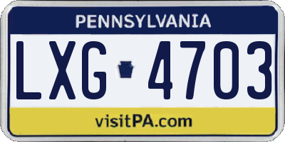 PA license plate LXG4703