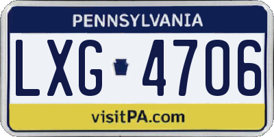 PA license plate LXG4706