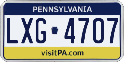 PA license plate LXG4707