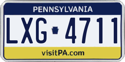 PA license plate LXG4711