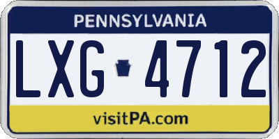 PA license plate LXG4712