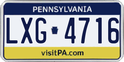 PA license plate LXG4716