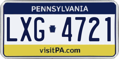 PA license plate LXG4721