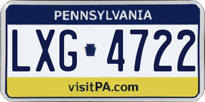 PA license plate LXG4722