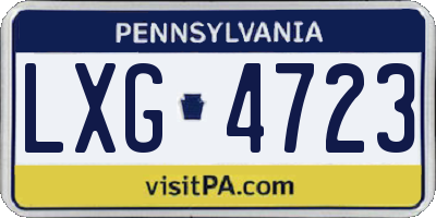PA license plate LXG4723