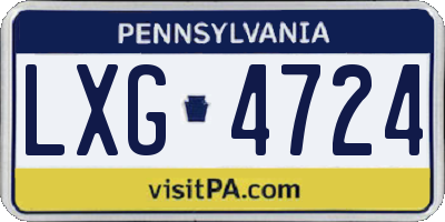 PA license plate LXG4724