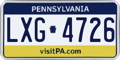 PA license plate LXG4726