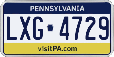 PA license plate LXG4729