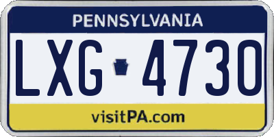PA license plate LXG4730