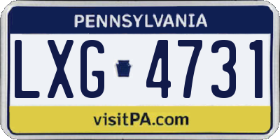 PA license plate LXG4731