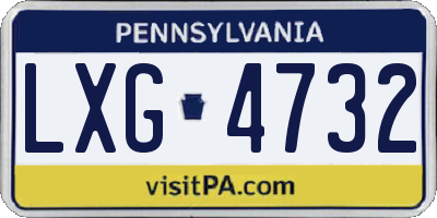PA license plate LXG4732