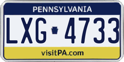 PA license plate LXG4733