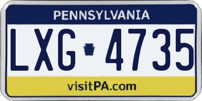 PA license plate LXG4735