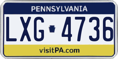 PA license plate LXG4736