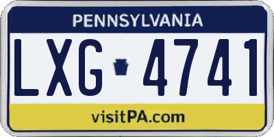 PA license plate LXG4741