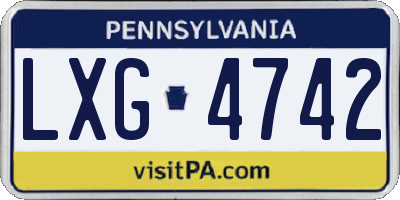PA license plate LXG4742