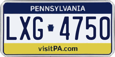 PA license plate LXG4750
