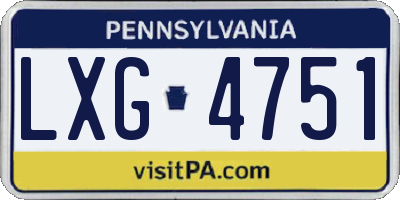 PA license plate LXG4751