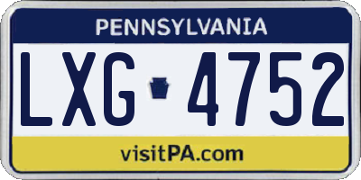 PA license plate LXG4752