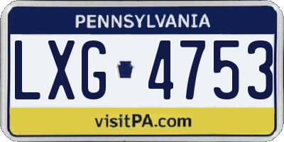 PA license plate LXG4753