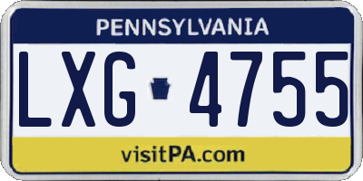 PA license plate LXG4755