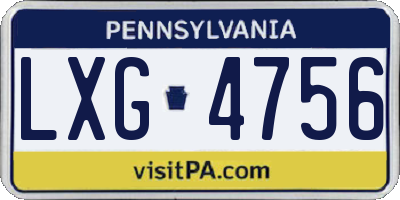 PA license plate LXG4756